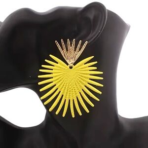 Big Gold and Yellow Statement Earrings Fashion Geometric Maximalism Jewelry